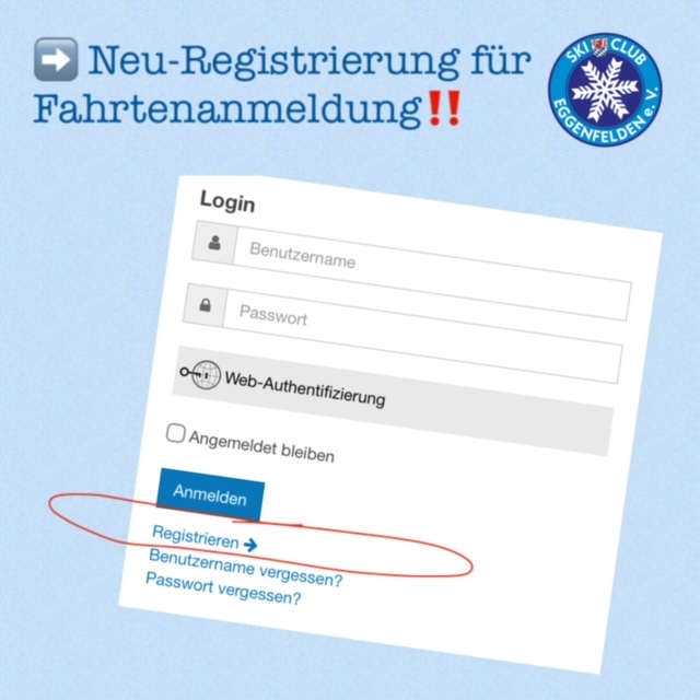 Website neue Registrierung